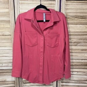 Mondetta Coral Pink Button-Down Long Sleeve Shirt Size Small